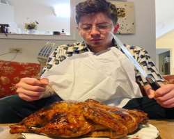 Rusty Cage (YouTuber) eating non vegetarian food